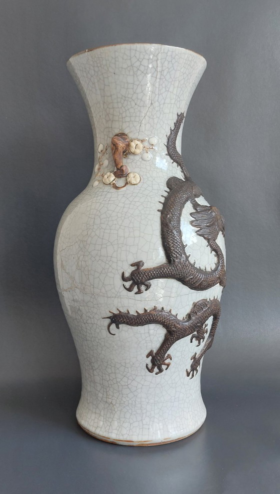 Image 1 of Große Vase aus Craquelé-Ware aus Nanking, 19.