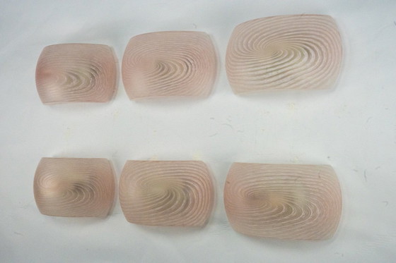 Image 1 of Satz von sechs rosafarbenen Muranoglas-Wandleuchtern. Italien 1970er Jahre