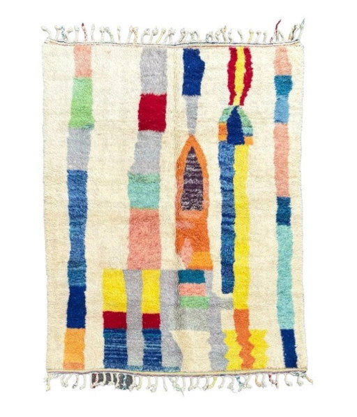 Ecru Berber carpet with colored patterns 250cmx150cm