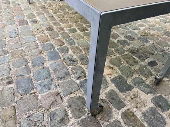 Image 1 of 2x Monica Armani table with galvanized frame and volkern top