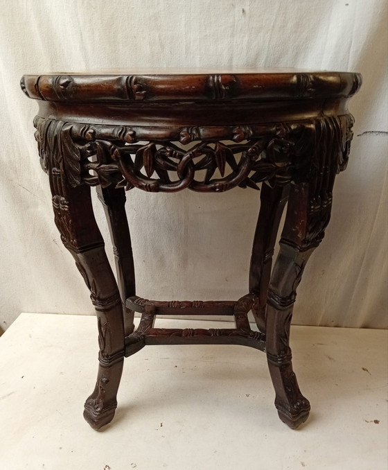 Antique Chinese Plant Stand – Plant table, Marble, Wood (photo 2 of 13)