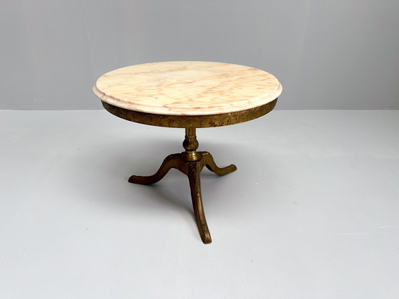 Image 1 of Table basse vintage en laiton et marbre, Mid Century, 1960S