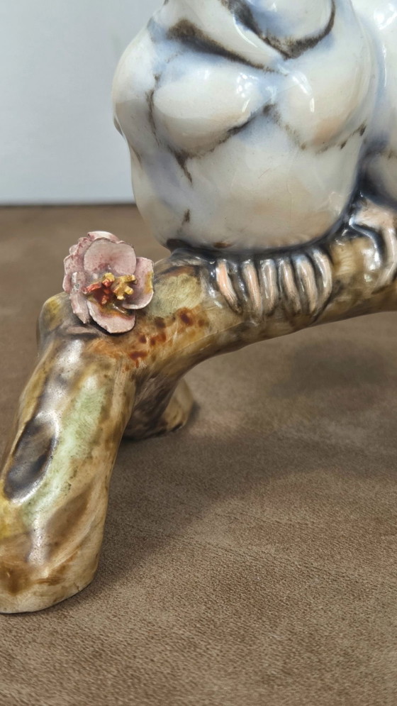 Vintage Bruno Merli Sculpture, Two Birds on a Flowering Branch, Signed Italian Ceramic, Decorative Objects (photo 8 of 10)