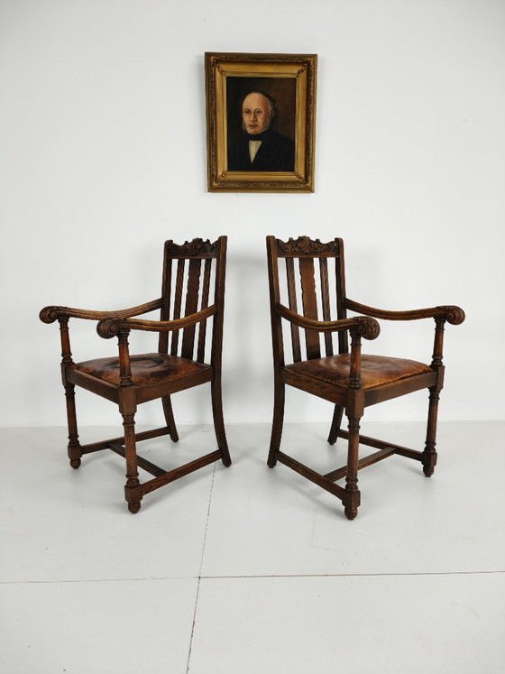 Par de sillones de roble de F. Parker & Son – Inglés del siglo XIX – Sillas de comedor, Wood (photo 7 of 7)