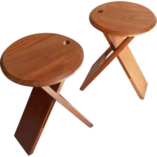 Coppia di sgabelli vintage in legno Bankotte di Butzke degli anni '90