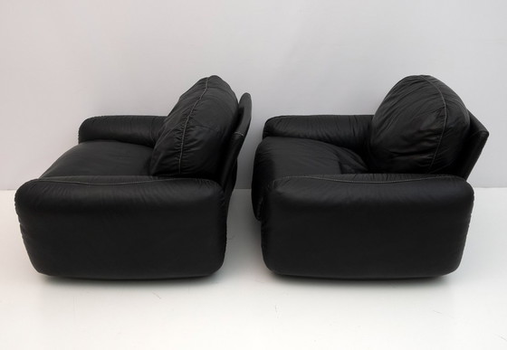 Image 1 of Paire de fauteuils en cuir italien Piumotto par Arrigo Arrighi pour Busnelli, 1970
