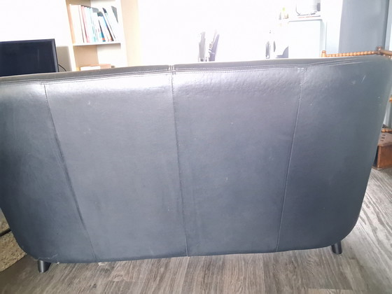 Image 1 of Canapé 2 places Touche en cuir noir