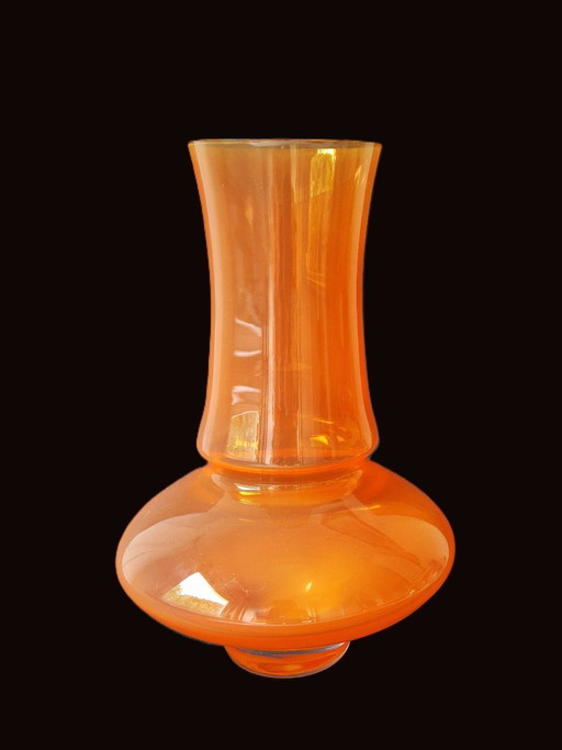 Åseda Glasbruk Sweden - Jarrón naranja grande de Bo Borgström - Años 70
