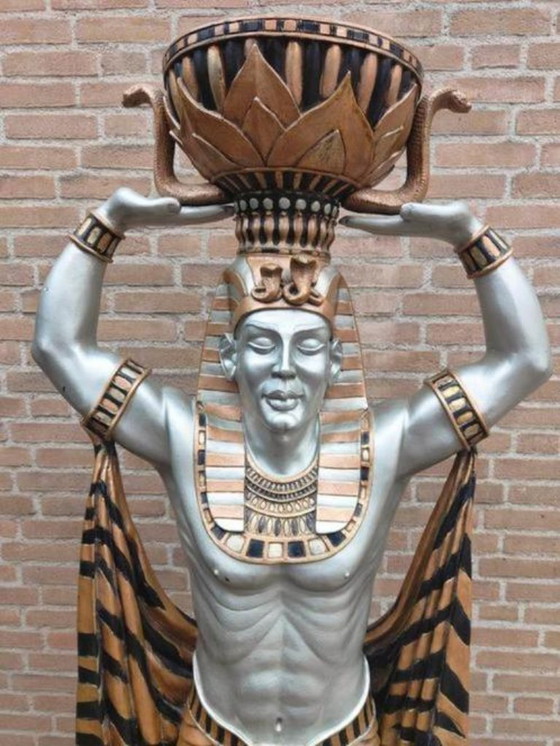 Image 1 of statua di faraone a grandezza naturale egiziana Porta piante - Egitto
