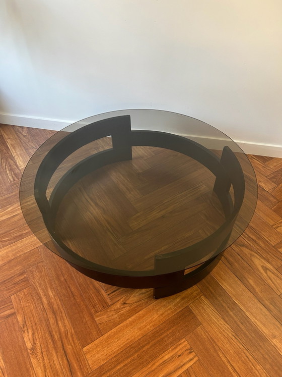 Space age black coffee table with smoked glass – Wood (photo 6 of 9)