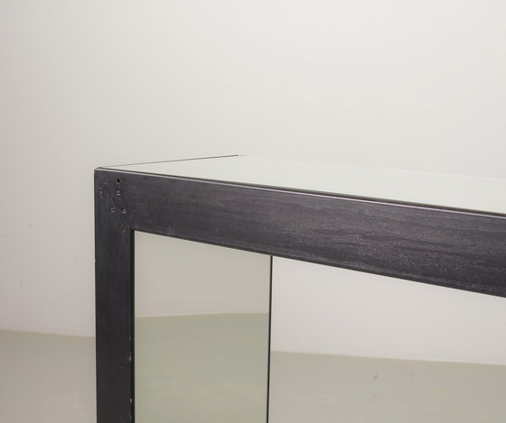 Image 1 of Exclusive Striking Minimalist Handmade Silver Mirror Console Table / Wall Art Object, 1980s