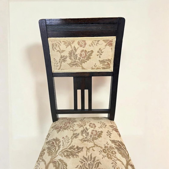 Image 1 of Set di 5 sedie imbottite Art Nouveau/Art Déco - rovere tinto scuro con rivestimento originale