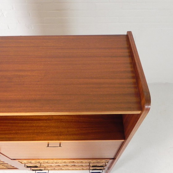 Image 1 of Mobiletto vintage, scrittoio in rattan e legno, anni '60