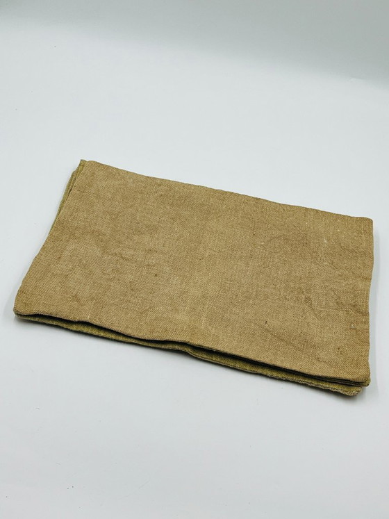 Image 1 of Set of 4 vintage embroidered burlap placemats