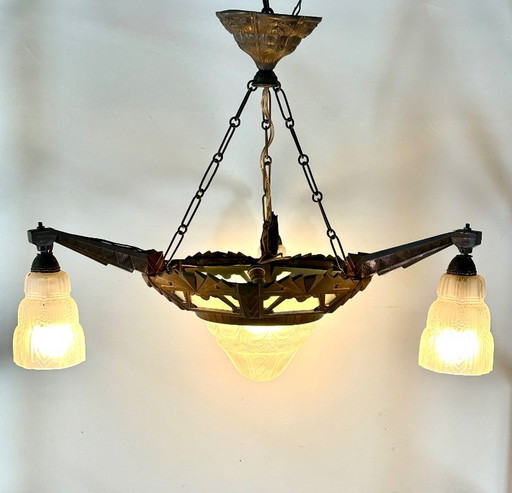 Lustre Art déco 4 feux 1930