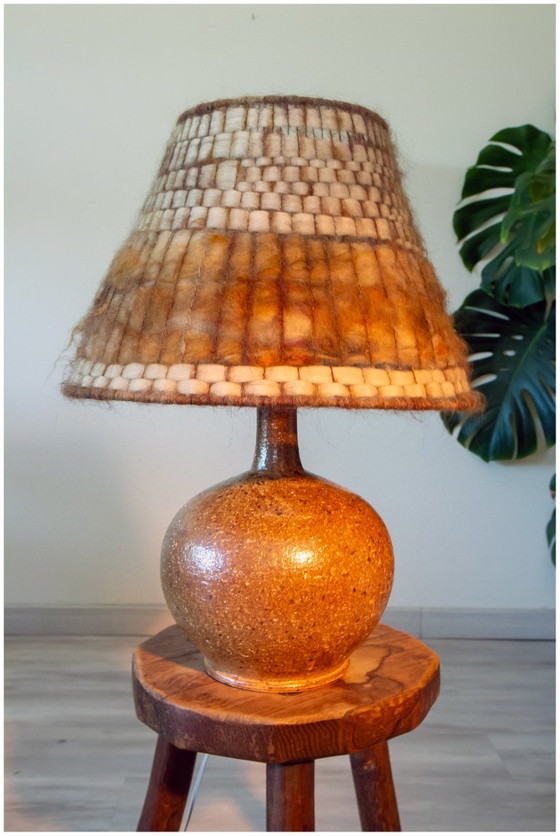 Lampe Grés Et Laine Brut, Signée Alain Blanchard, 1970 – Ceramic, Wool (photo 5 of 8)