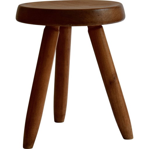 Tabouret vintage Berger en noyer par Charlotte Perriand pour Steph Simon, 1965
