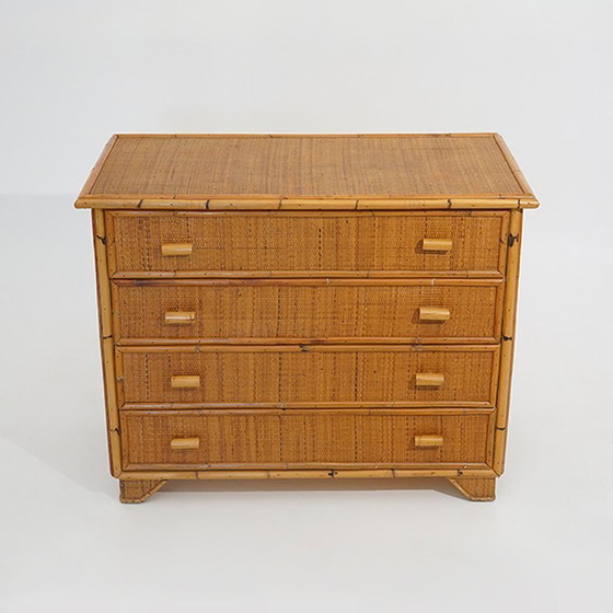Image 1 of Bamboo and woven wicker chest of drawers, 1970s