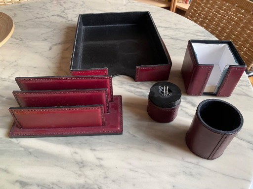 Garniture vintage en cuir pour bureau 