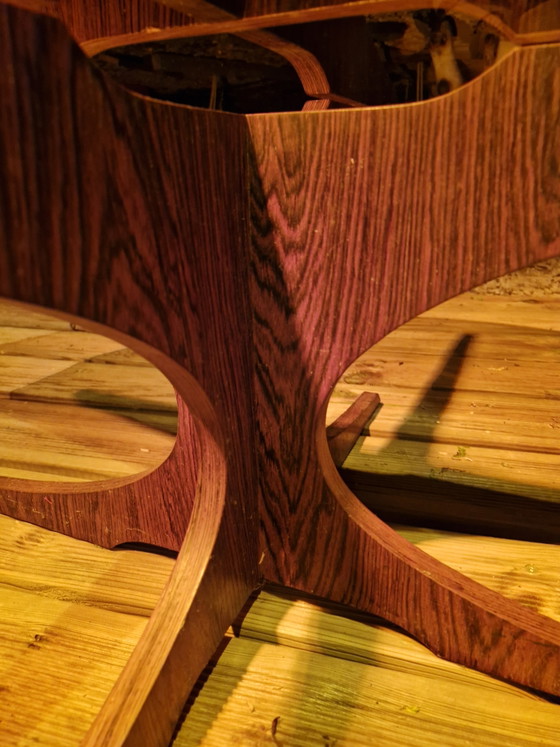 Image 1 of Vintage coffee table from the 1960s/70s after Hugues Poignant, smoked glass & teak