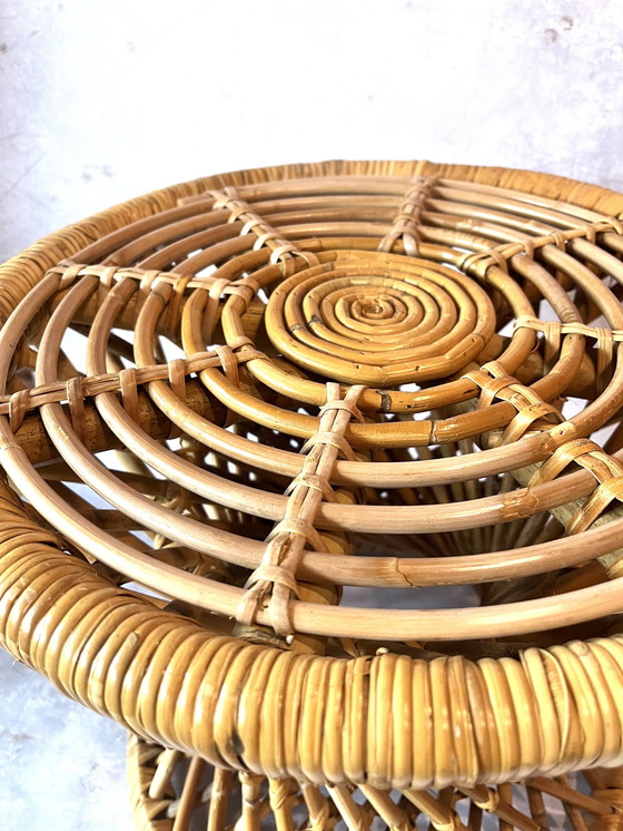 Image 1 of Vintage Bamboo Lounge Chair Rattan With Matching Stool Table Rohe Noordwolde Bamboo 1950