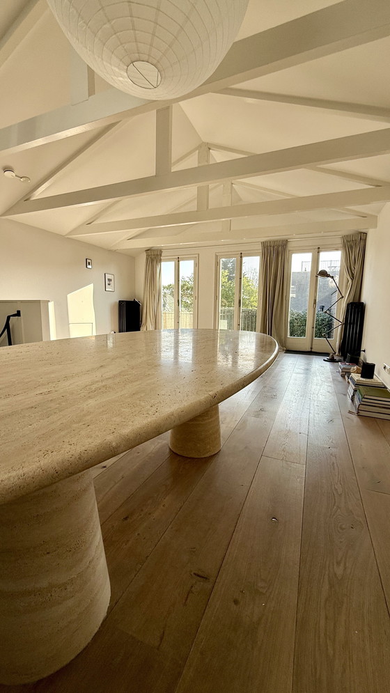 Image 1 of Table de salle à manger en travertin pour l'intérieur et l'extérieur