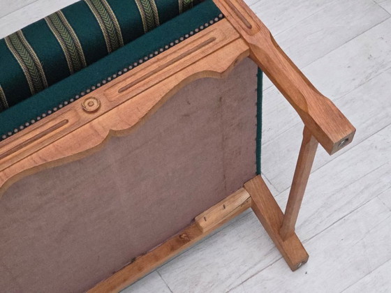 Image 1 of 1970s, Danish 4-seater sofa, furniture wool, solid oak wood.