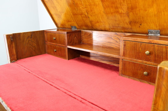 Image 1 of Mobile antico con zona scrittura, finitura noce, anni '30, Cecoslovacchia