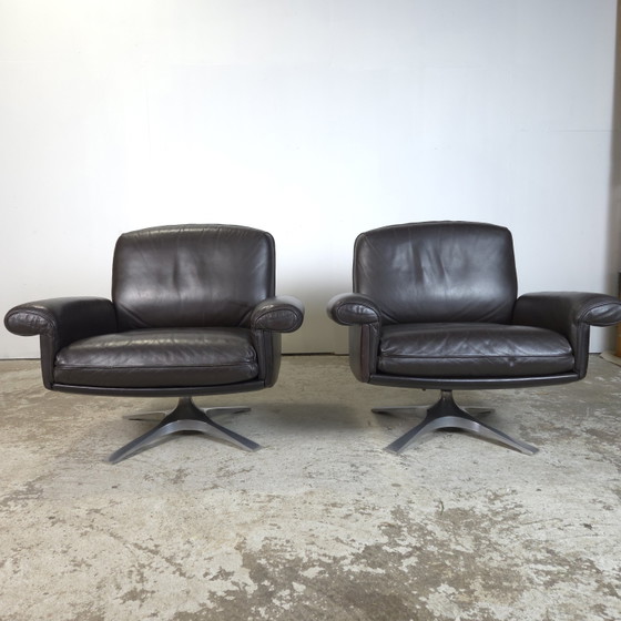 Image 1 of Fauteuils lounge pivotants en cuir De Sede DS-31, design vintage des années 1960