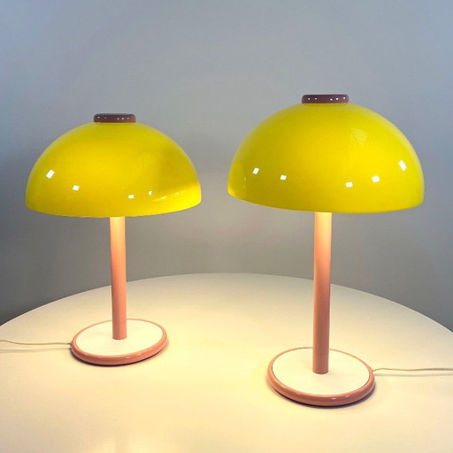 Pink & Yellow Postmodern Table Lamp in Metal & Plastic, 1980s