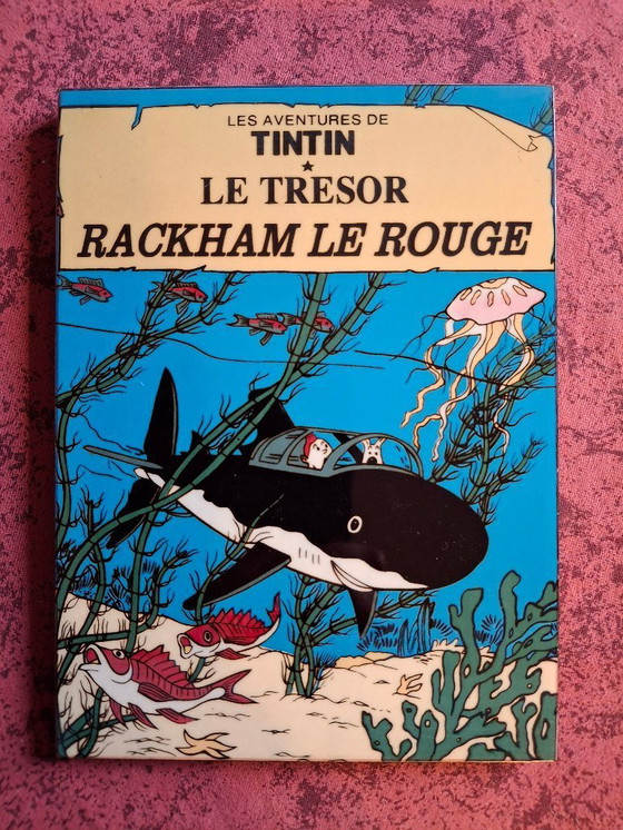 Image 1 of Lot de 4 tableaux peints à la main et laqués Tintin