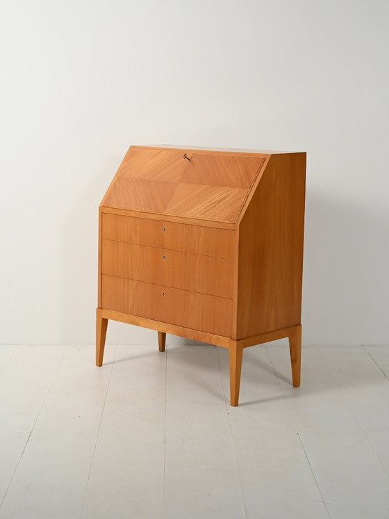 Image 1 of Secretaire scandinavo in olmo e radica, anni '50