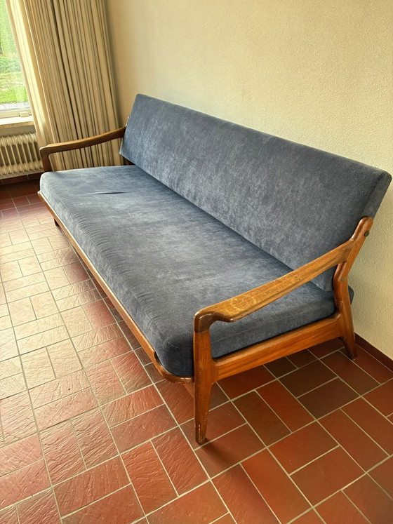 Zeldzame slaapbank van Louis van Teeffelen voor Wébé, ca. 1960 – Slaapbanken, Textile, Wood (photo 9 of 12)