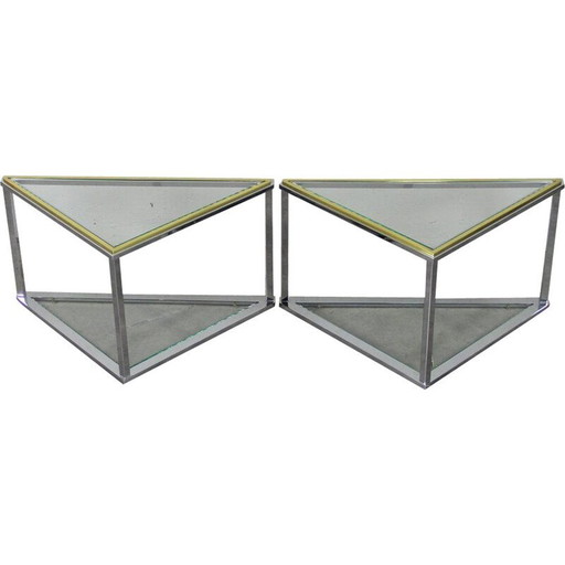 Paar alte Couchtische aus Glas, 1970
