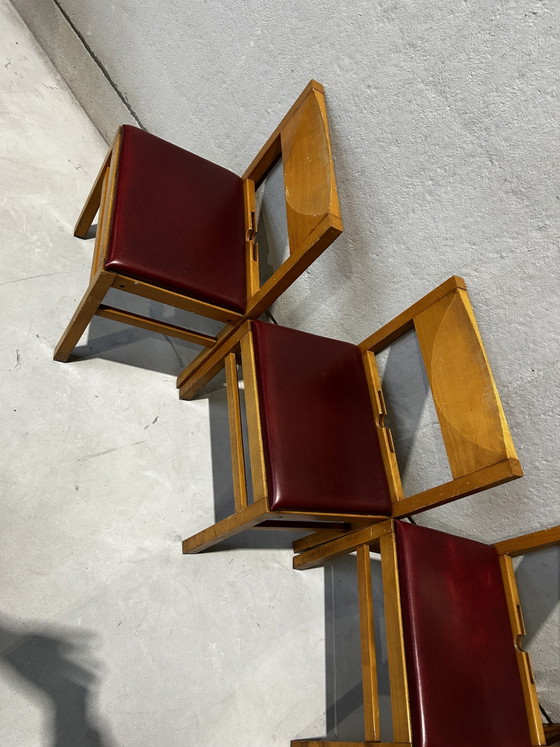 Moderne der Mitte des 20. Jahrhunderts – Vintage, Esszimmerstühle, Wood, Skai (photo 4 of 6)