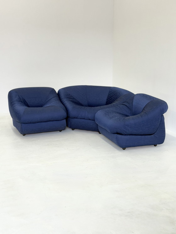 Image 1 of Modular Sofa / Armchairs Space Age Set in Blue by Airborne