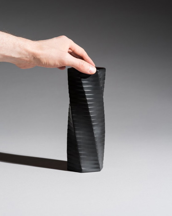 Image 1 of Vintage ROSENTHAL WERNER UHL Vase Duo Bisque Porcelaine Noire PISA 20 cm & 23 cm