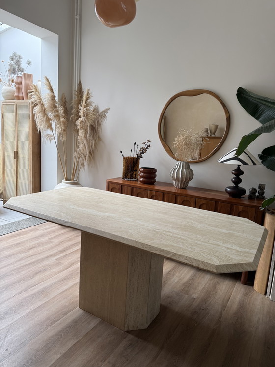 Vintage Travertine Dining Table (photo 6 of 8)