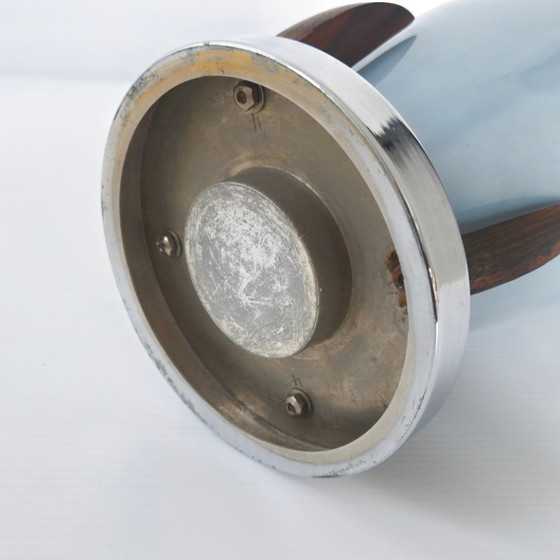 Image 1 of Vintage Scandinavian Art Deco Vase, 1920s, Ceramic, Rosewood, Chrome, Retro