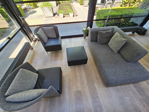 1x Leolux Chaisse Longue 2xfauteuilles 1x ottoman