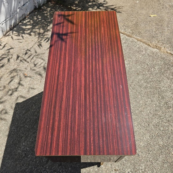 Image 1 of Mid-Century Formica Bar Trolley - Bar Cabinet - Mahogany Style - 60s
