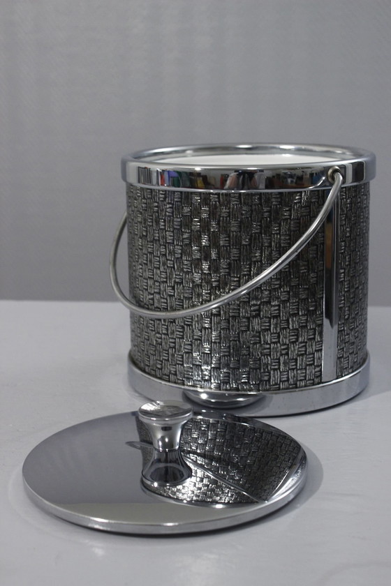 Image 1 of Vintage verchroomd metalen ijsemmer design stijl Mauro Manetti, Japan 1970