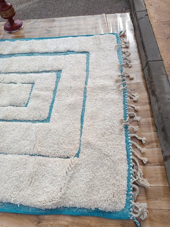 Alfombra bereber marroquí tejida a mano, azul y blanca, 2/3 m – Ahrend, Wool (photo 7 of 9)