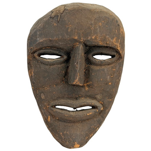 Máscara de chamán nepalí antigua con nariz larga – Middle Hills – ca. 1900–1930