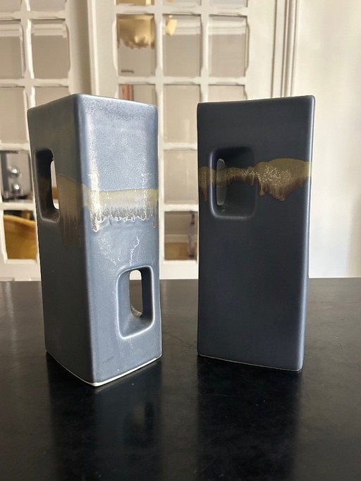 pair of brutalist vases 1970