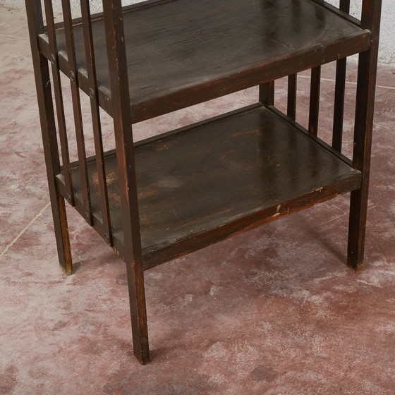 Dark Stained Open-Shelf Etagere, Liberty Style – Shelving unit, Wood, Rustic (photo 12 of 13)