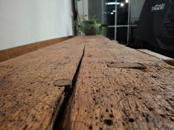 Image 1 of Large oak furniture maker's workbench