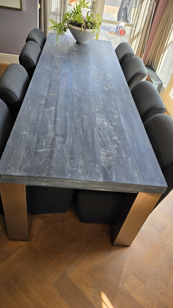 Image 1 of Großer Esstisch mit Holzplatte – 300 x 98,5 cm