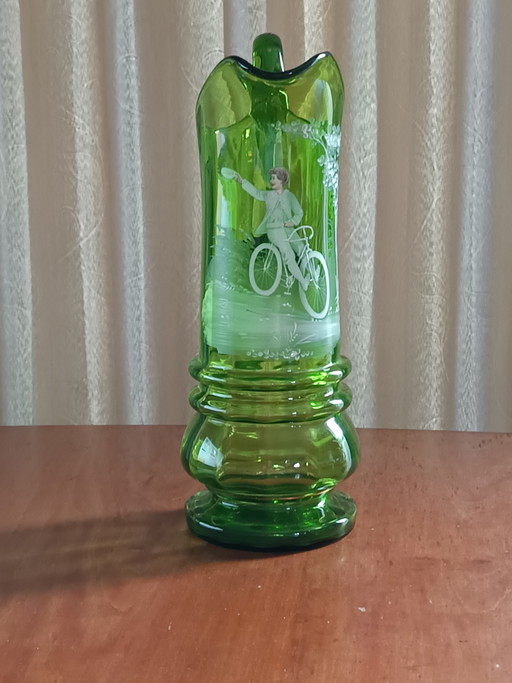 Carafe antique victorienne Mary Gregory - 32 cm.