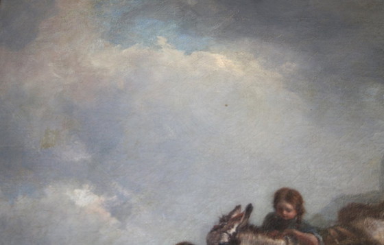 Image 1 of Pintura al óleo de Joseph Paul Pettitt y George Young "Recolectores de mejillones en la costa sur" mate